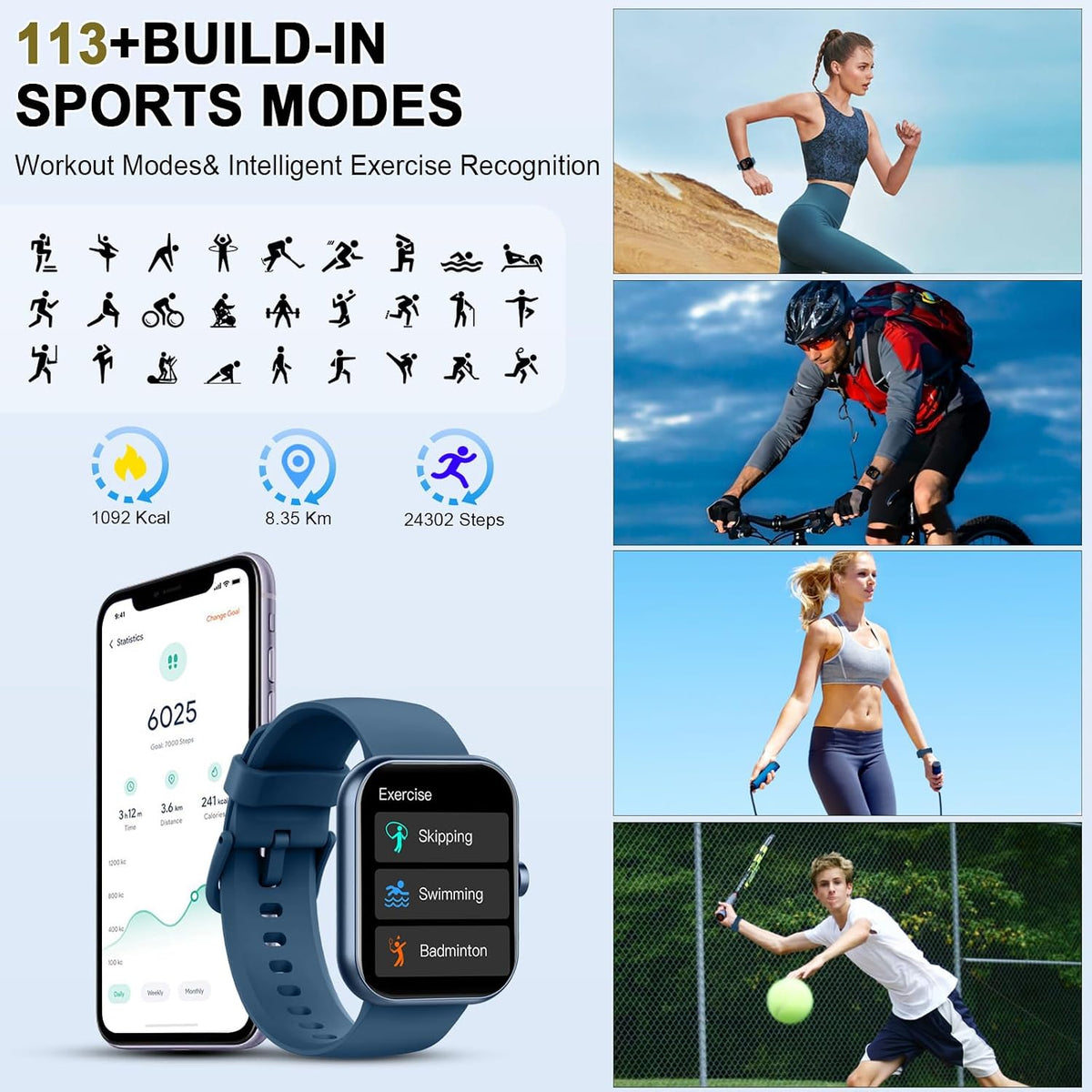 Jugeman Y66 Smart Watch 1.96-inch Blue