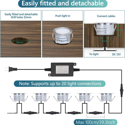 Warm White 10-Pack LED Decking Lights with Remote