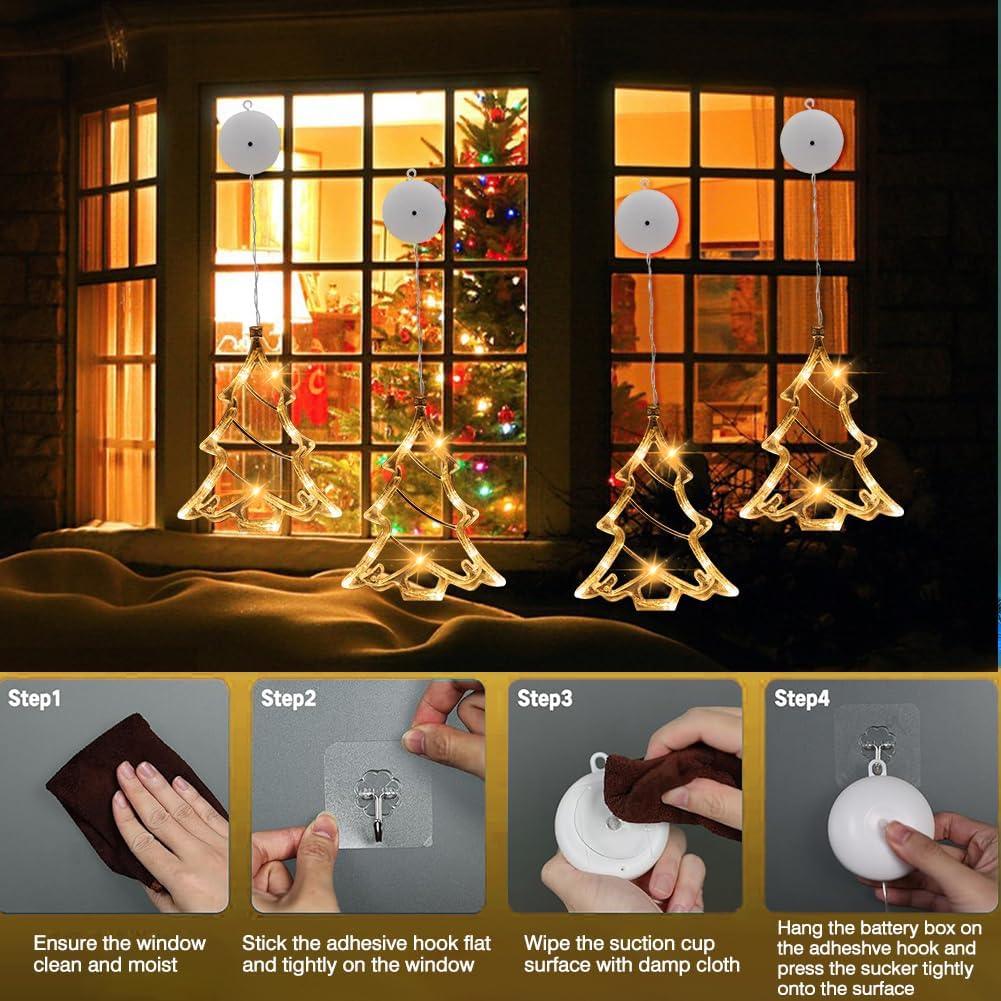 RANJIMA LEDCDZMD-01 LED Christmas Window Lights 4 Pcs
