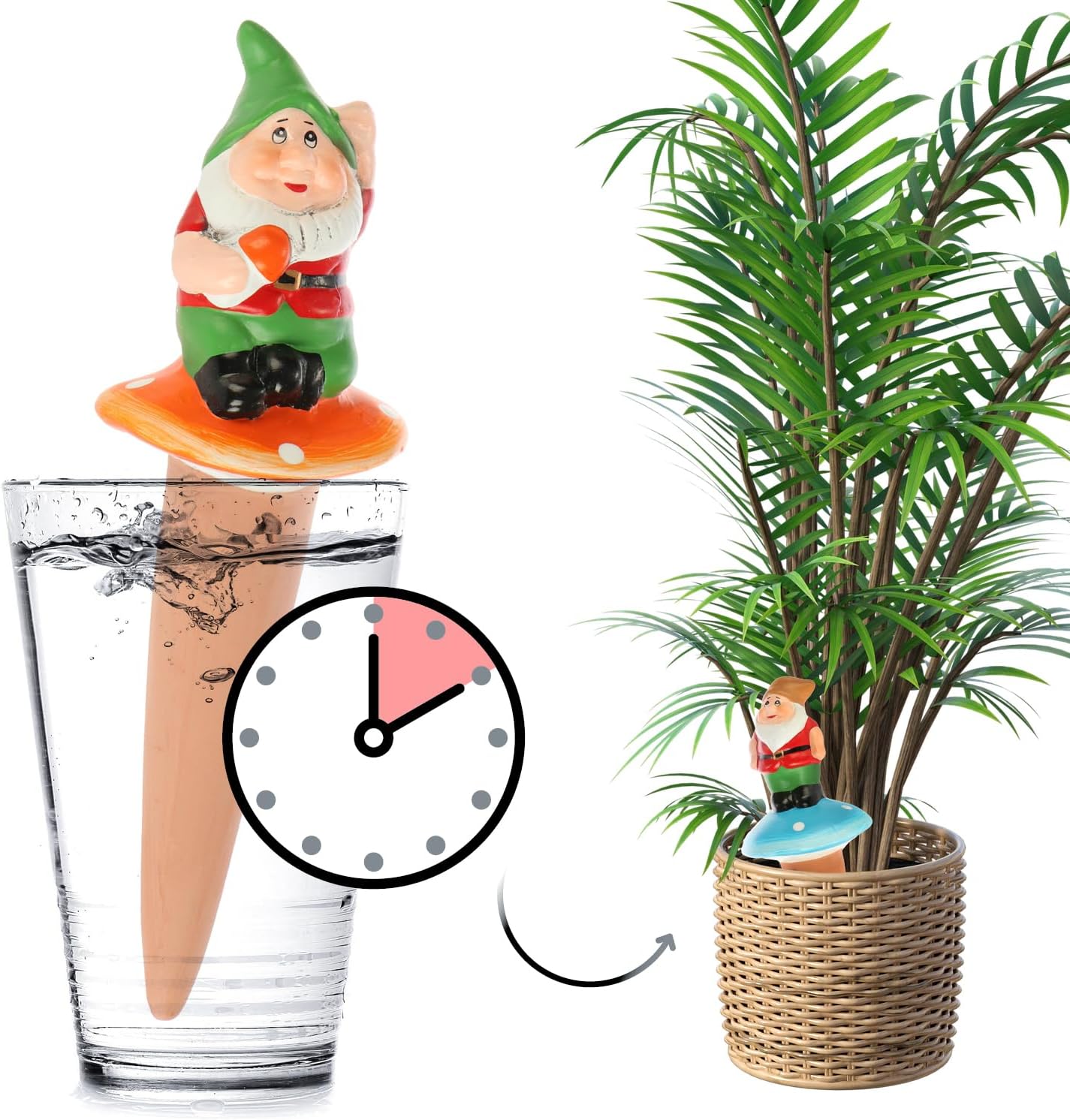 com-four 3-Pack Automatic Indoor Plant Watering Spikes – Cute Dwarf Design