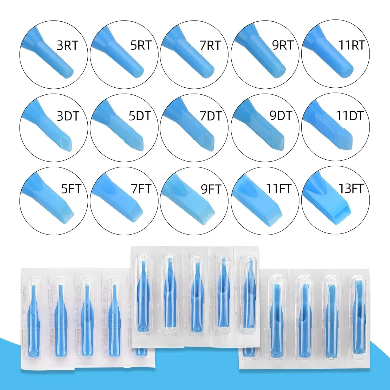 50pcs Blue Disposable Tattoo Needle Tips Set Mixed RT - Gomix Brands Outlet