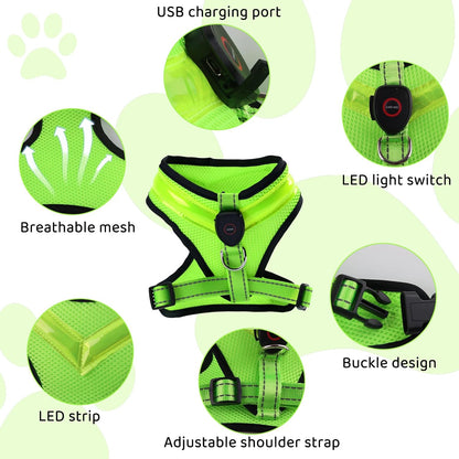 Fancysky Luminous Rechargeable LED Dog Harness for Enhanced Night Safety