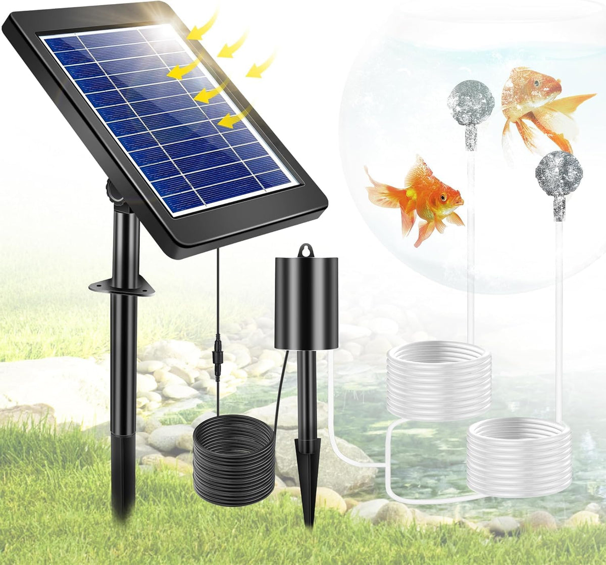 KASTOBS AP015 4W Solar Pond Aerator Air Pump Black