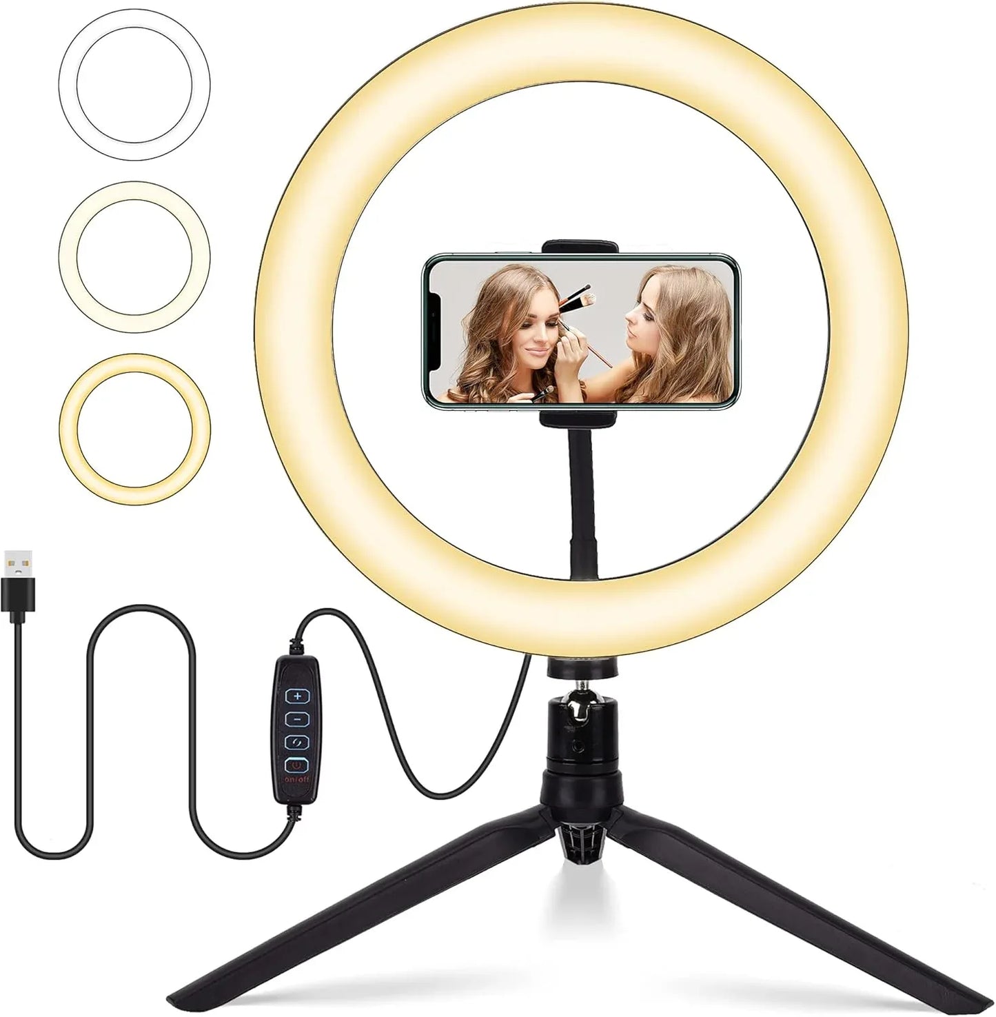 OUSFOT 10‑Inch Dimmable LED Ring Light with Tripod‑Phone Holder - Gomix Brands Outlet