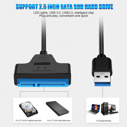 Ainiv USB 3.0 to SATA Adapter Cable for 2.5" SSD HDD Drives 50cm