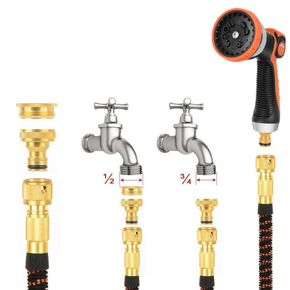 30‑Meter Expandable Garden Hose with 10 Spray Modes, Brass Connectors