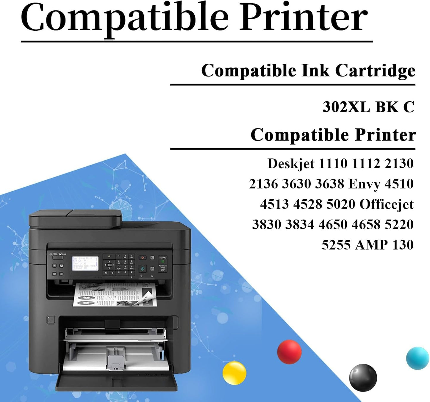 AENERN 302XL Ink Set for HP Black & Color Printing