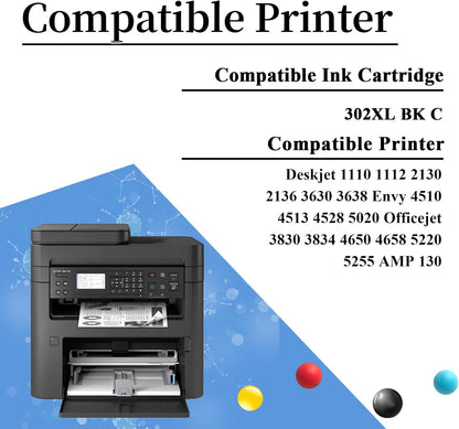 AENERN 302XL Ink Set for HP Black & Color Printing