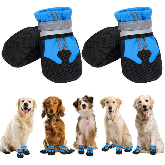 QKURT Waterproof Dog Boots with Reflective Straps for All Sizes