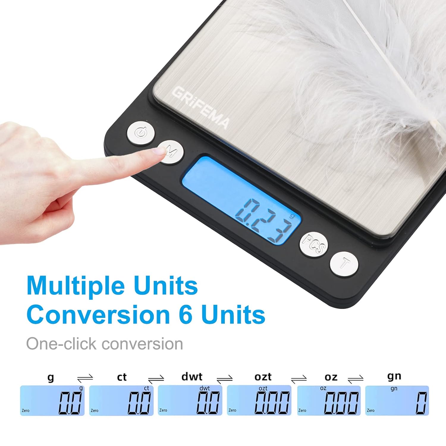 GRIFEMA Digital Kitchen Scale 0.01g‑500g Precise Mini Scale with LCD