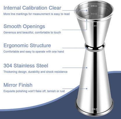 Briout Premium Double Jigger Stainless Steel 2oz/1oz Bar Tool