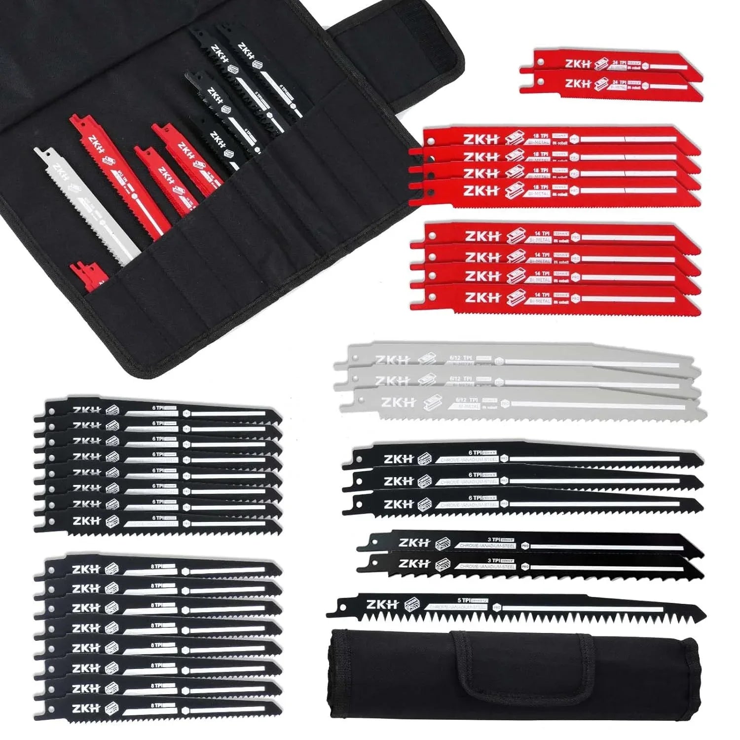 ZKH 38-piece Reciprocating Saw Blade Set for Wood, Metal, Plastic - Gomix Brands Outlet