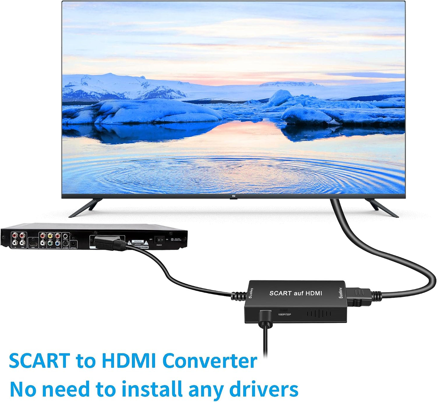 Uhddadi Scart To HDMI Converter Adapter 1080P With Cable Black