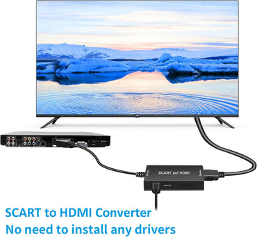 Uhddadi Scart To HDMI Converter Adapter 1080P With Cable Black