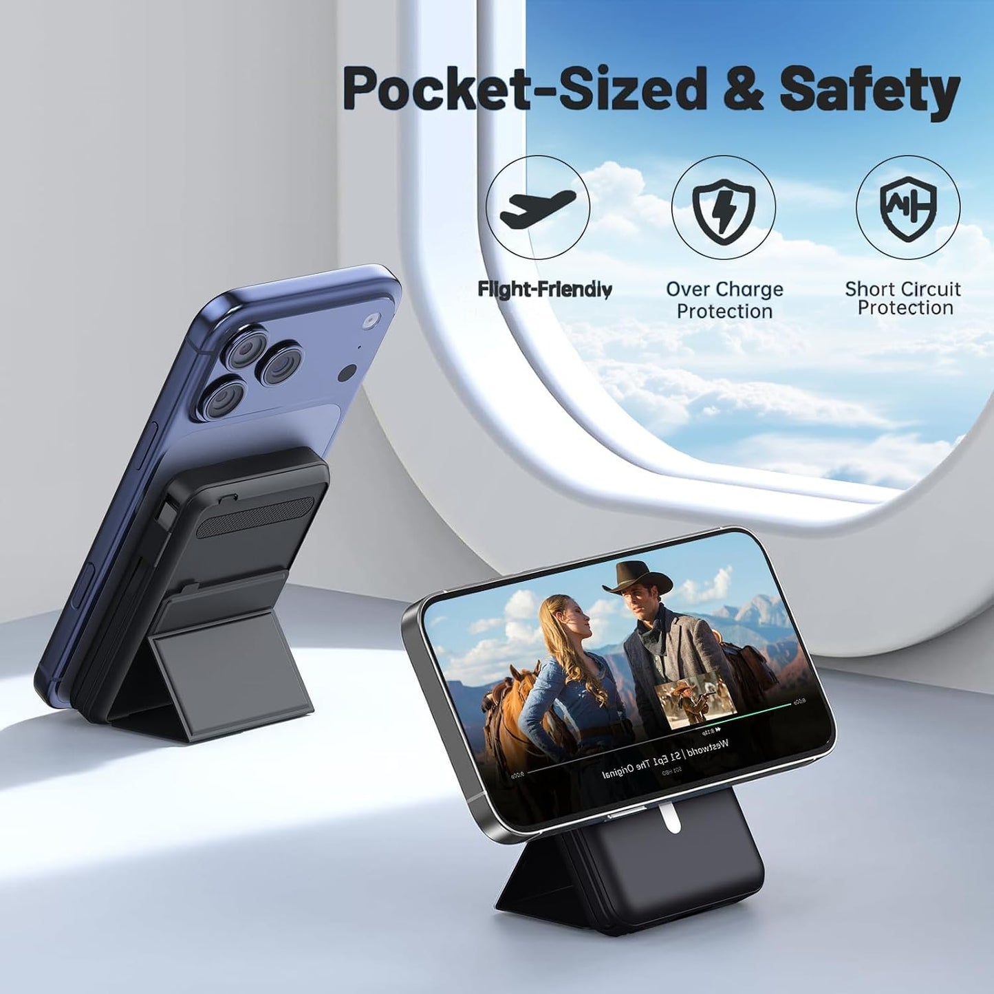 Azmuth KT-D020 10000mAh Magnetic Wireless Power Bank with USB-C Cable and LED Display