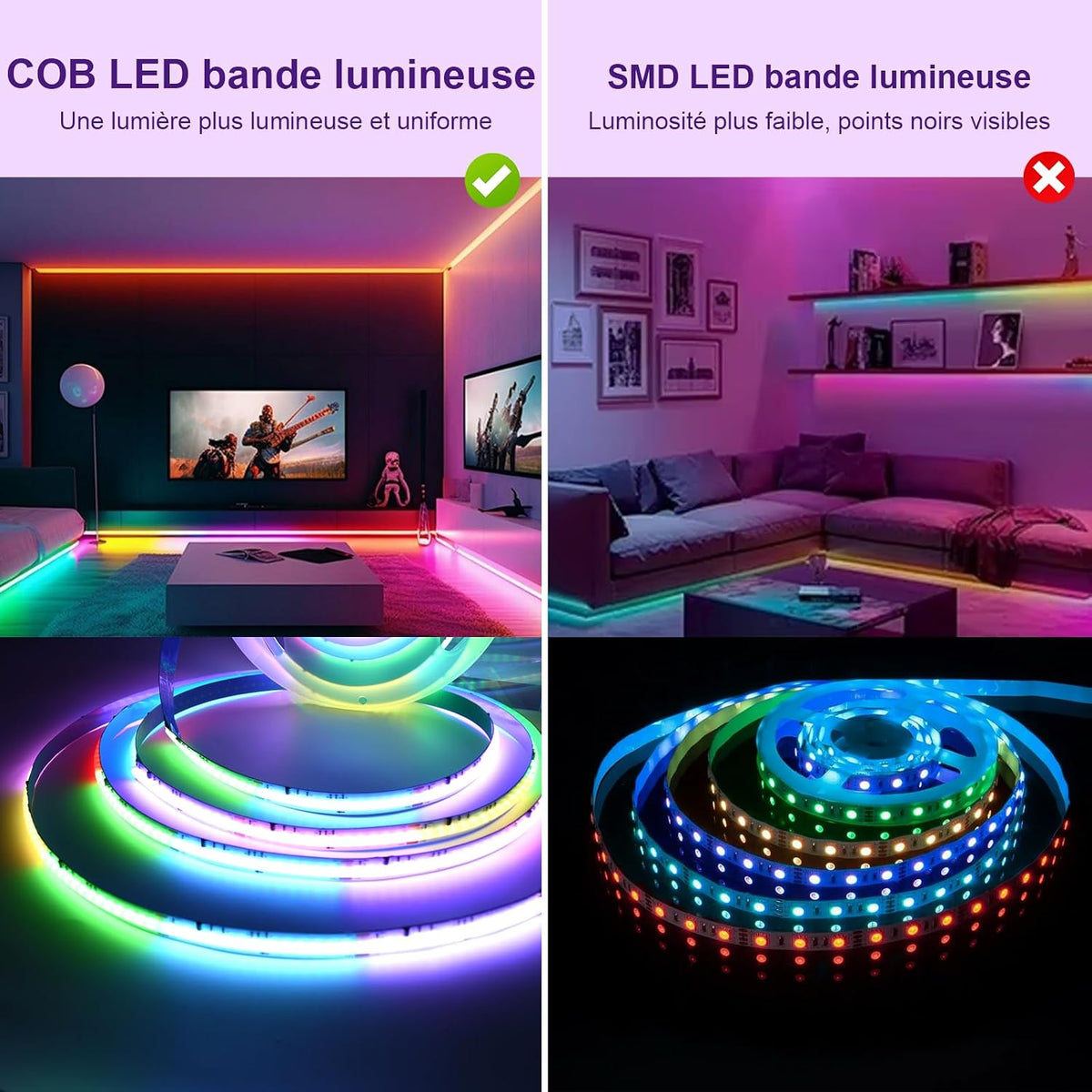 INDARUN RGB WiFi COB LED Strip 10m 24V