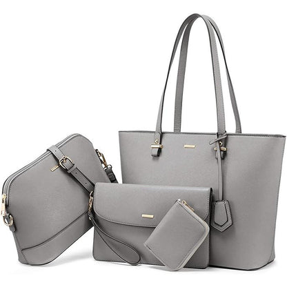 LOVEVOOK Women's Stylish 4-Piece Tote Satchel Shoulder Bag Set with Wallet