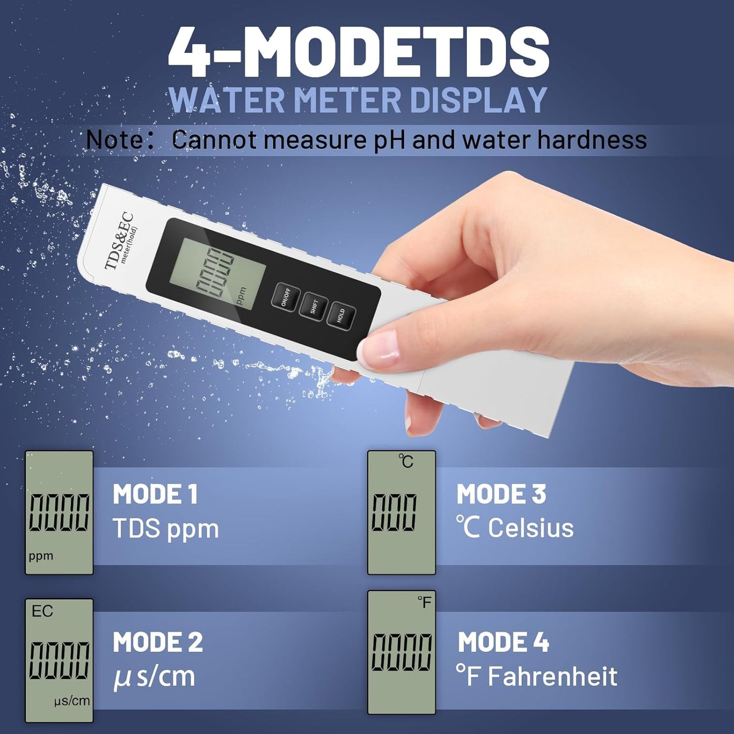 gliship 3-in-1 TDS EC & Temperature Digital Water Tester Portable Meter