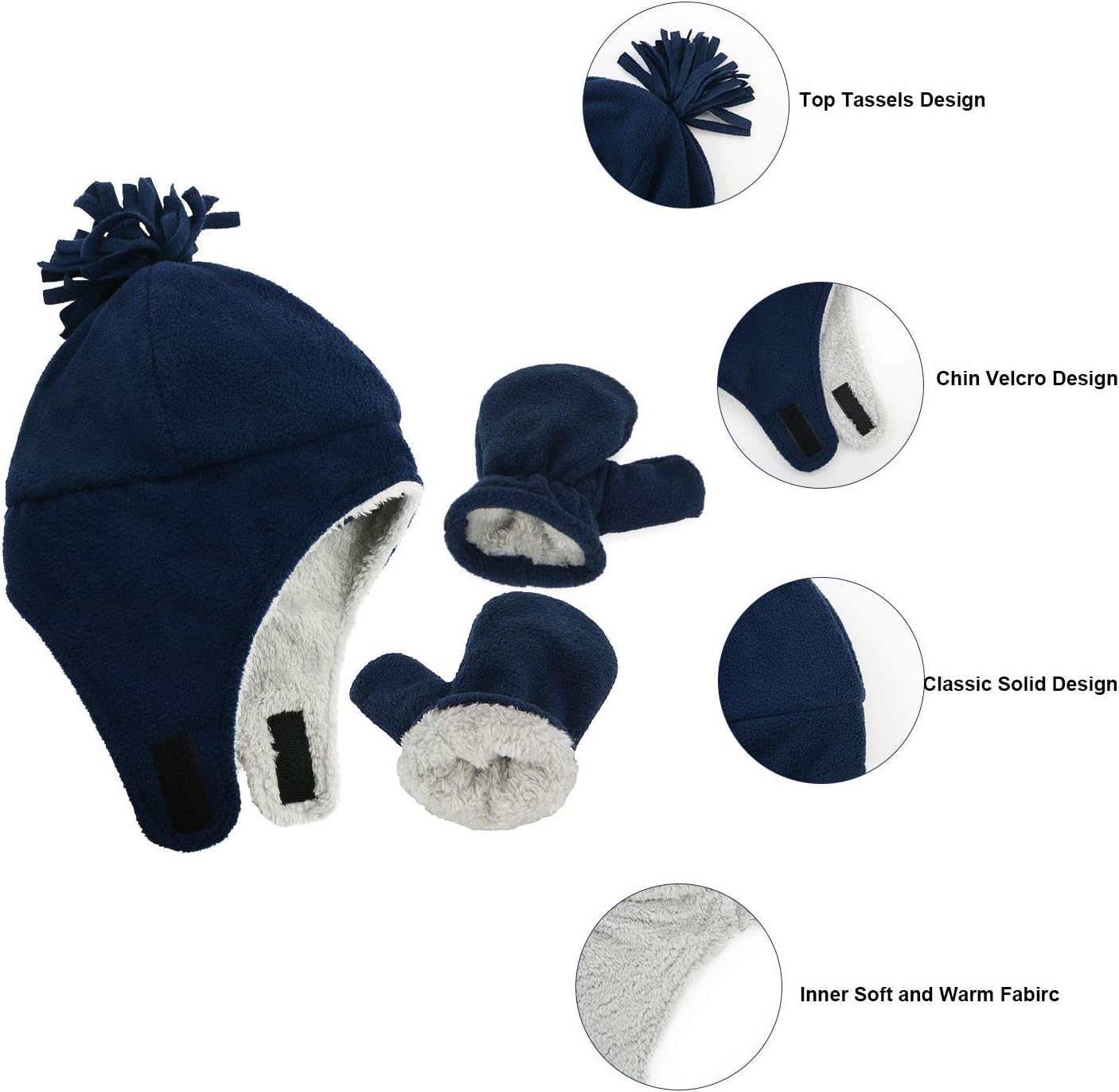 Zando Ultra-Warm Baby Winter Hat & Mitten Set – Sherpa Lined