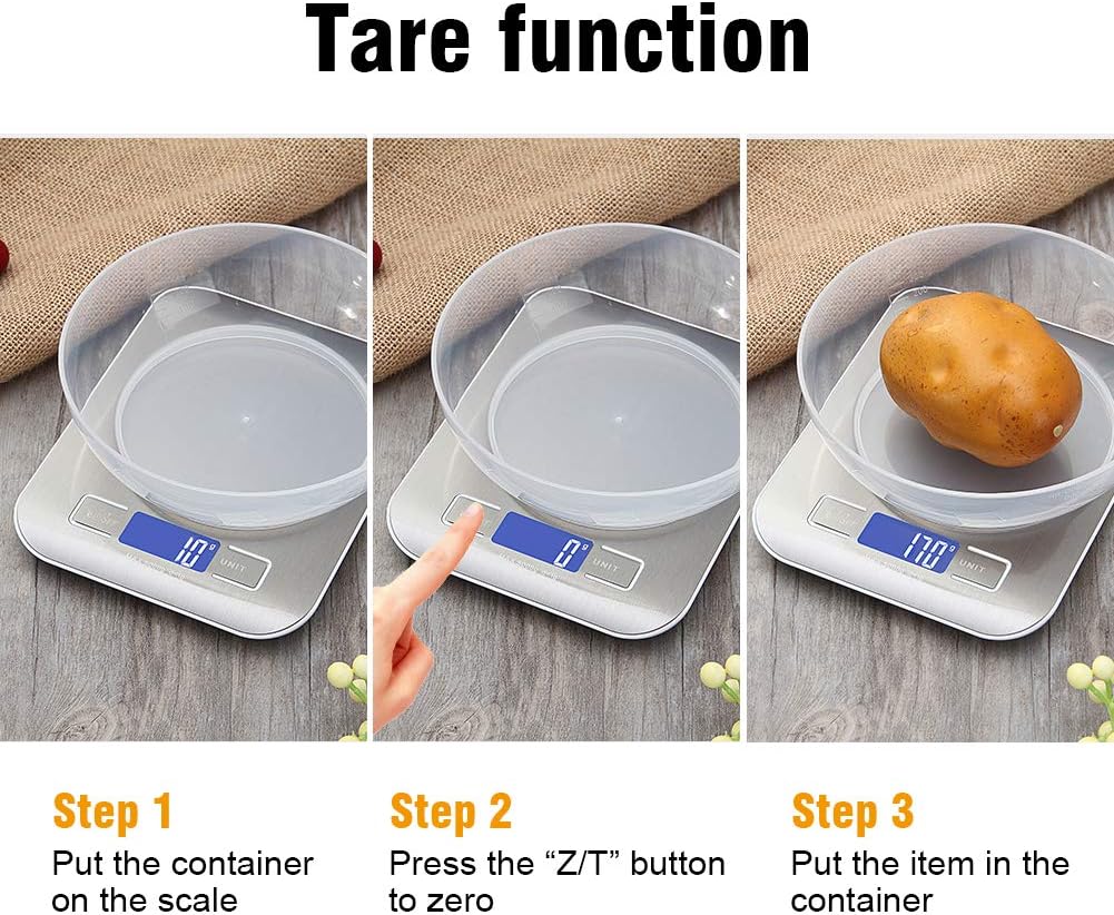 GRIFEMA High Precision Kitchen Scale 5000g Capacity With Backlit LCD