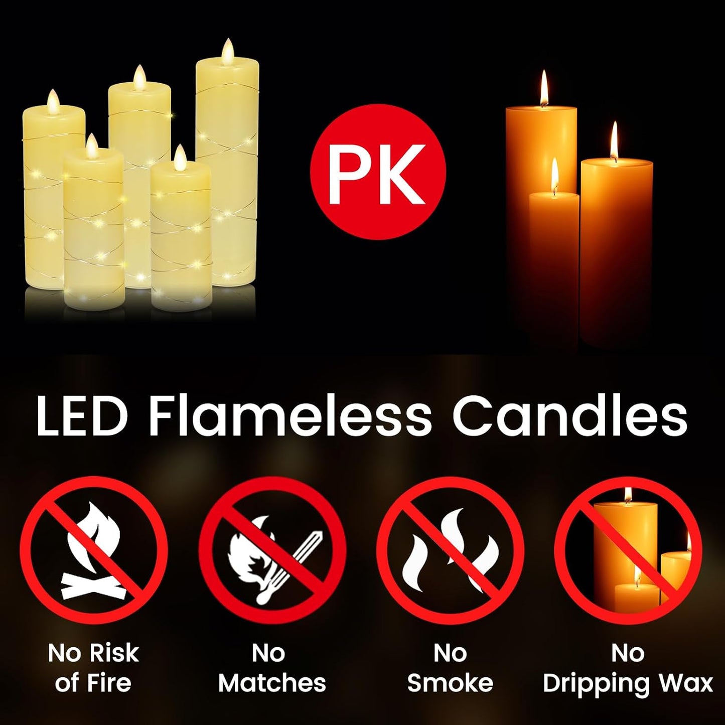 JOYBOY JY-DZLU Flameless LED Candles Remote Control 5-Piece Set