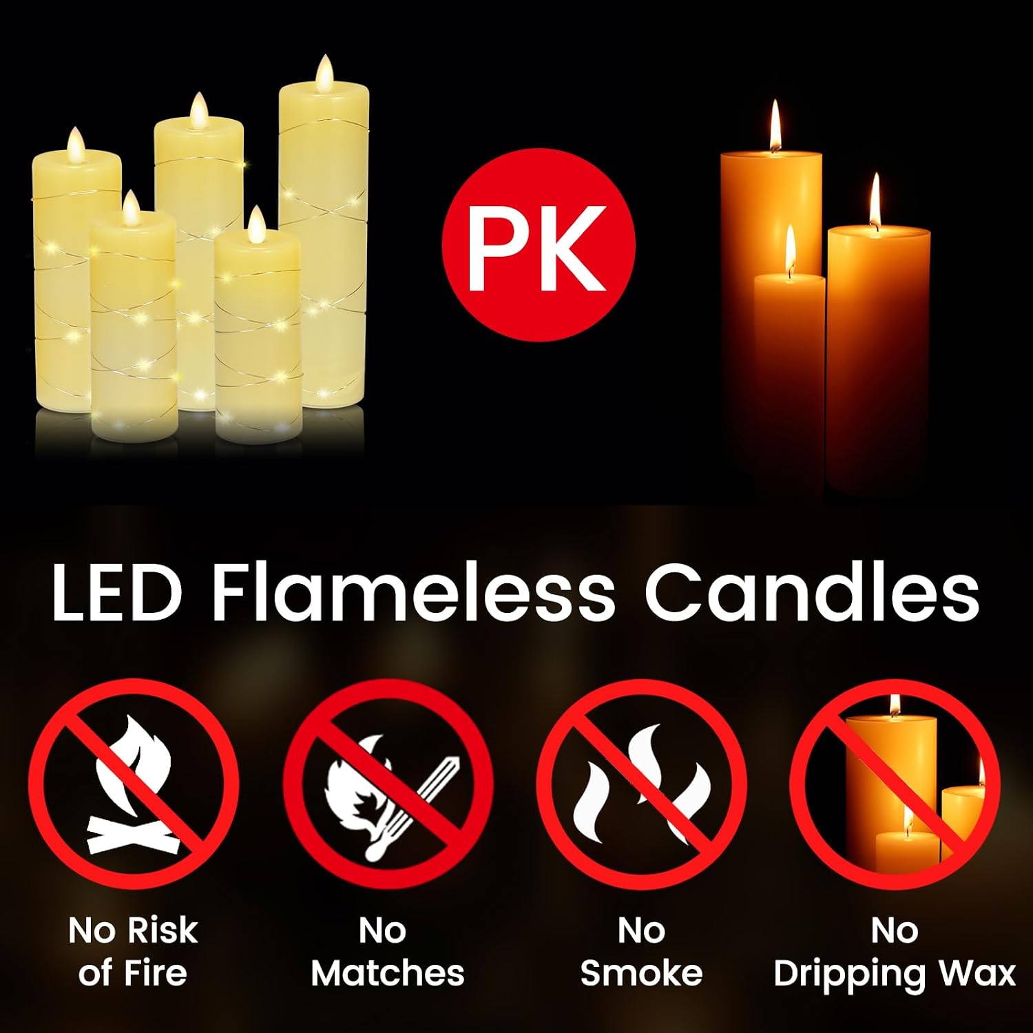 JOYBOY JY-DZLU Flameless LED Candles Remote Control 5-Piece Set