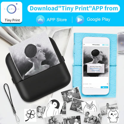 HuiJuKeJi Mini Sticker Printer Inkless Thermal Bluetooth Portable with 11 Rolls Paper Green