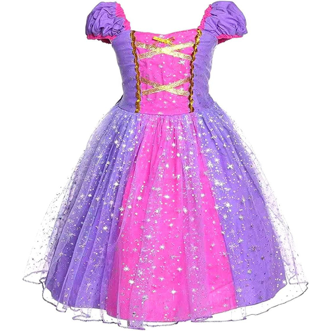 Discoball Rapunzel Princess Costume for Girls with Crown and Wand