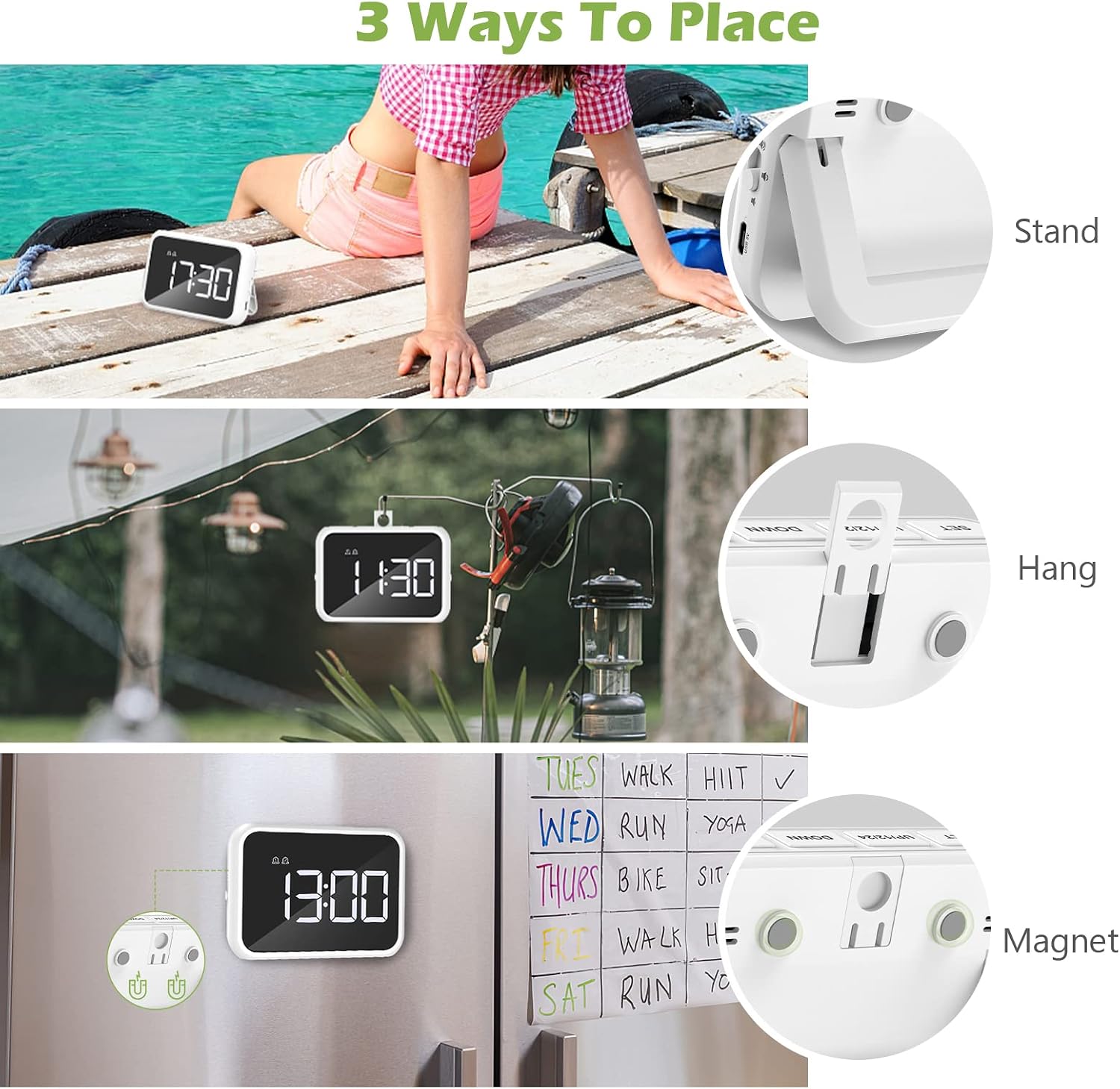 KeeKit Digital Alarm Clock 4in LED Display USB 2 Alarms 3 Brightness 3 Volume Levels