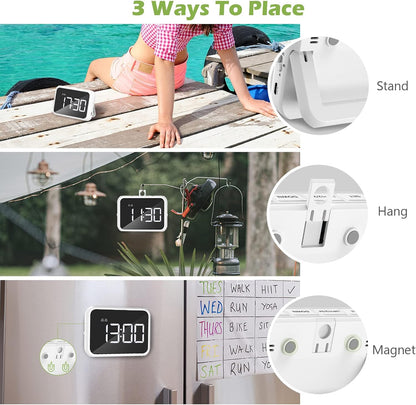 KeeKit Digital Alarm Clock 4in LED Display USB 2 Alarms 3 Brightness 3 Volume Levels