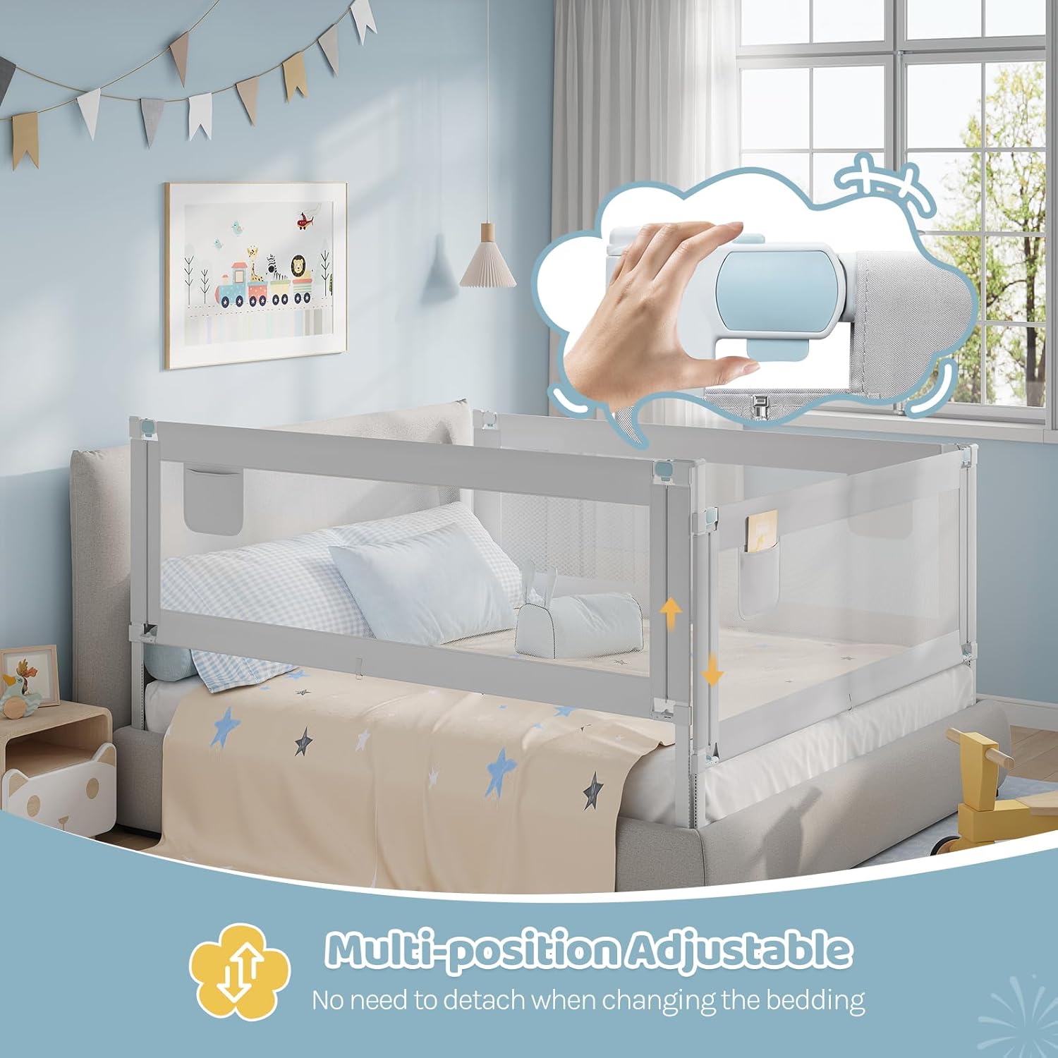 WOLTU 79-inch Adjustable Toddler Bed Rail Guard: Portable Baby Safety Barrier