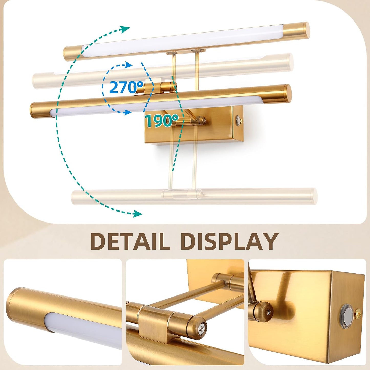 TYhogar WT-101A-BS-DM 8W LED Bathroom Mirror Wall Light 3000K