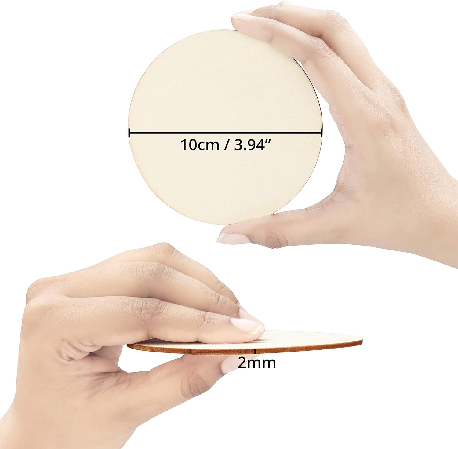 Belle Vous 25 Pack Unfinished Wooden Round Discs 10cm