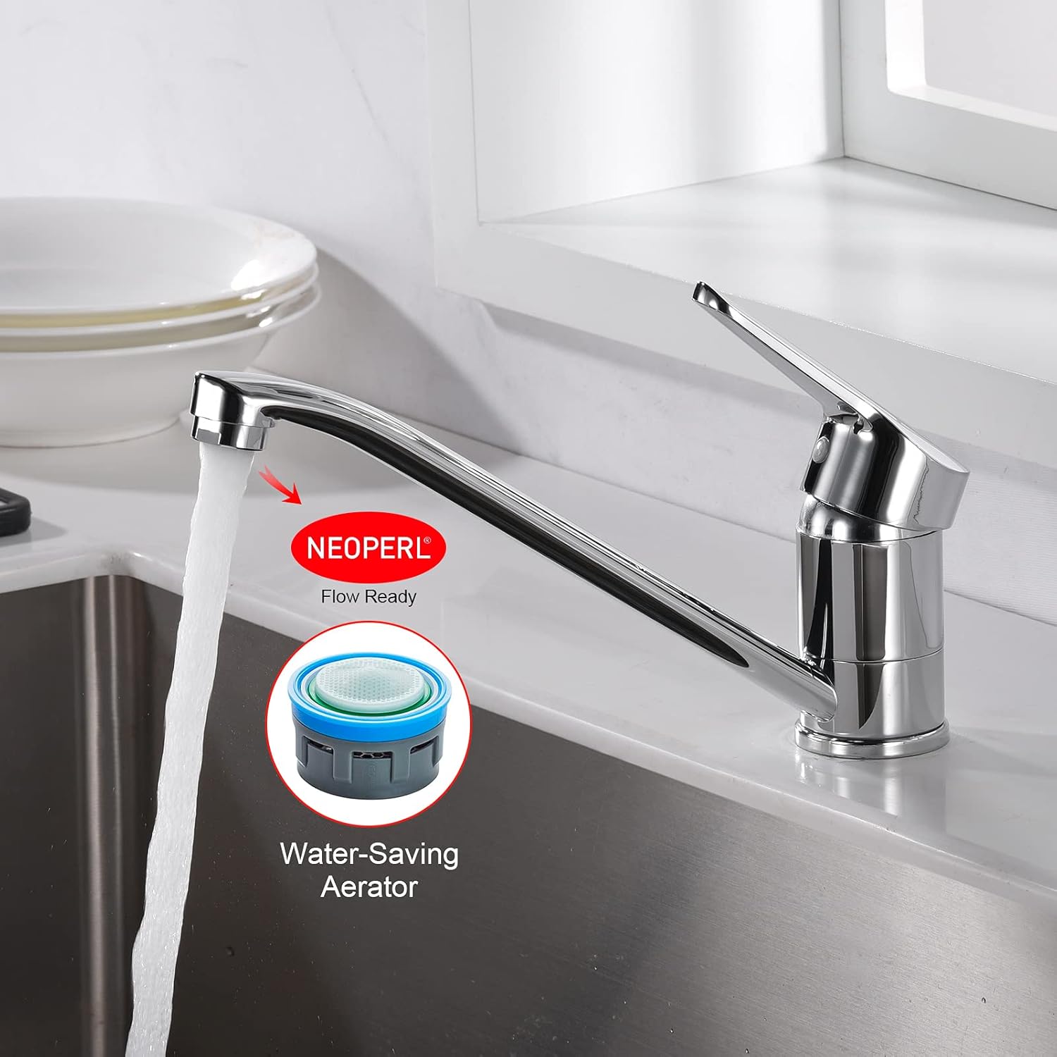 Ibergrif Roma Chrome Kitchen Faucet with Pull-Out Spray