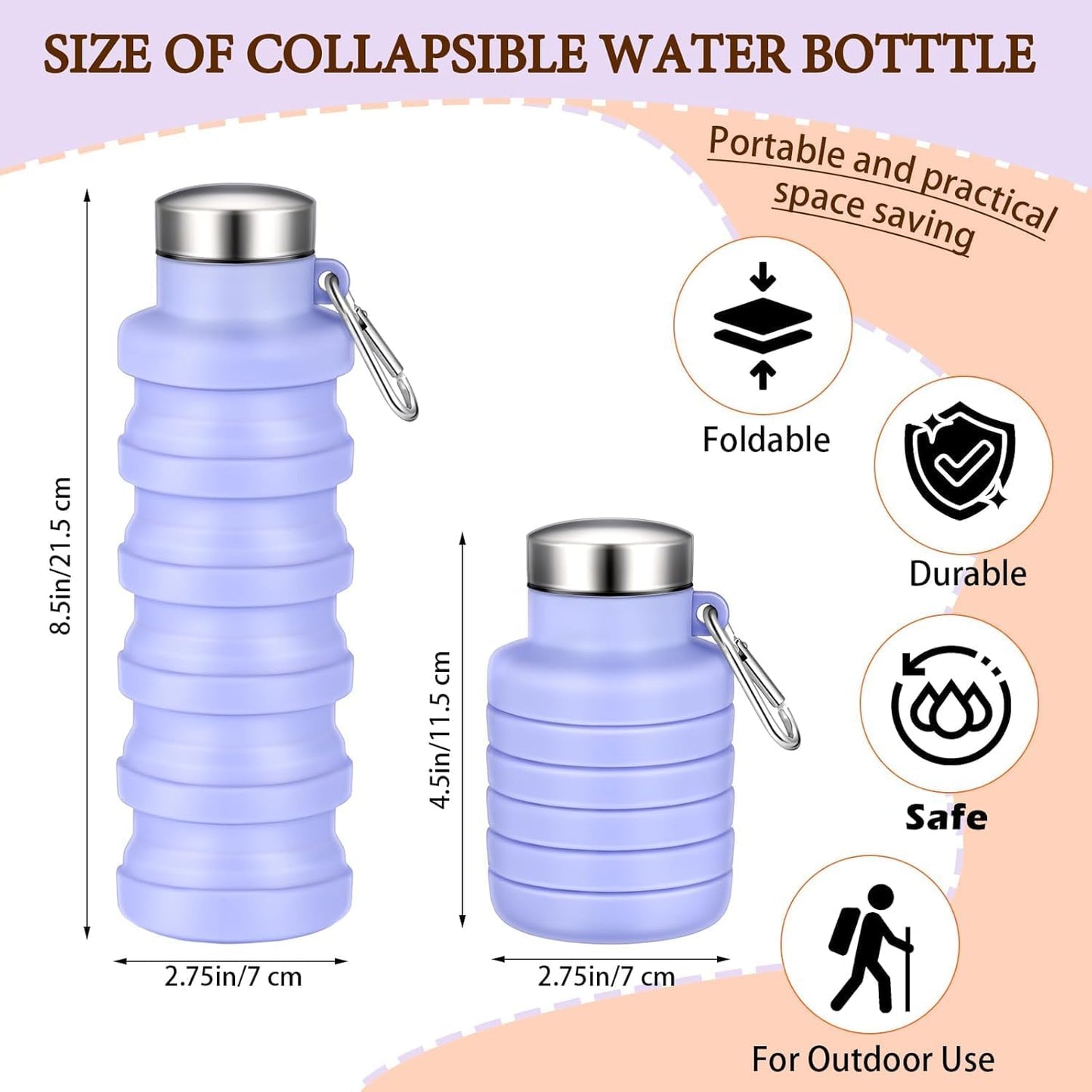 YelaJoy 17oz Collapsible Silicone Water Bottle with Leakproof Buckle