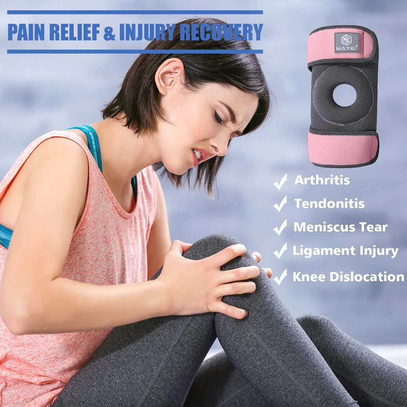 MAYKI Adjustable Breathable Knee Brace with Patella Gel Pad for Women - Gomix Brands Outlet