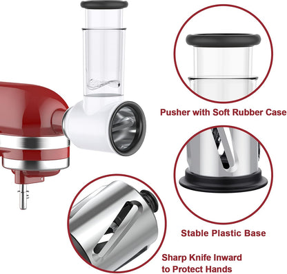 GVODE Shredder Attachment for KitchenAid Stand Mixer, Steel Blade, White