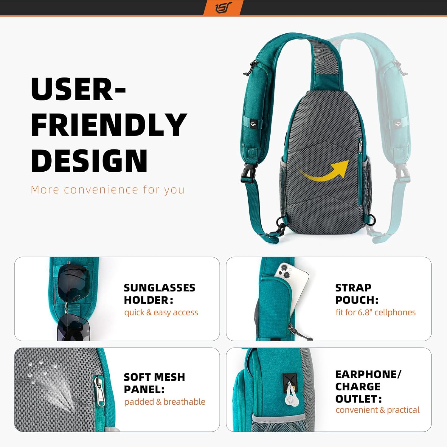 SKYSPER RFID Blocking Sling Bag Lightweight Travel Daypack for Hiking