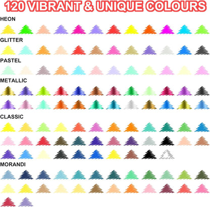 Efimeso Waterproof 120-Color Acrylic Marker Set with Fine 0.7mm Tip