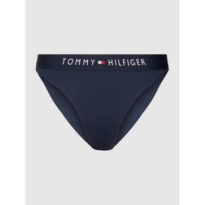 Tommy Hilfiger Women's Brazilian Bikini Bottoms with Elastic Logo Waistband, Navy
