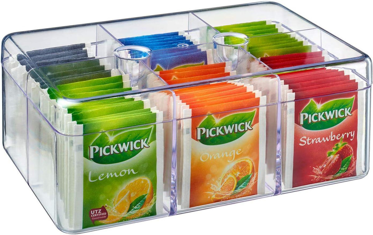 Mepal Stora Rectangular Tea Box 6 Compartments Transparent Dishwasher Safe - Gomix Brands Outlet