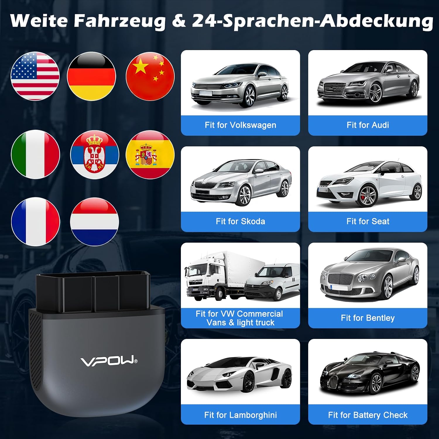 VPOW B65 OBD2 Bluetooth 5.1 Diagnostic Scanner Tool Adapter