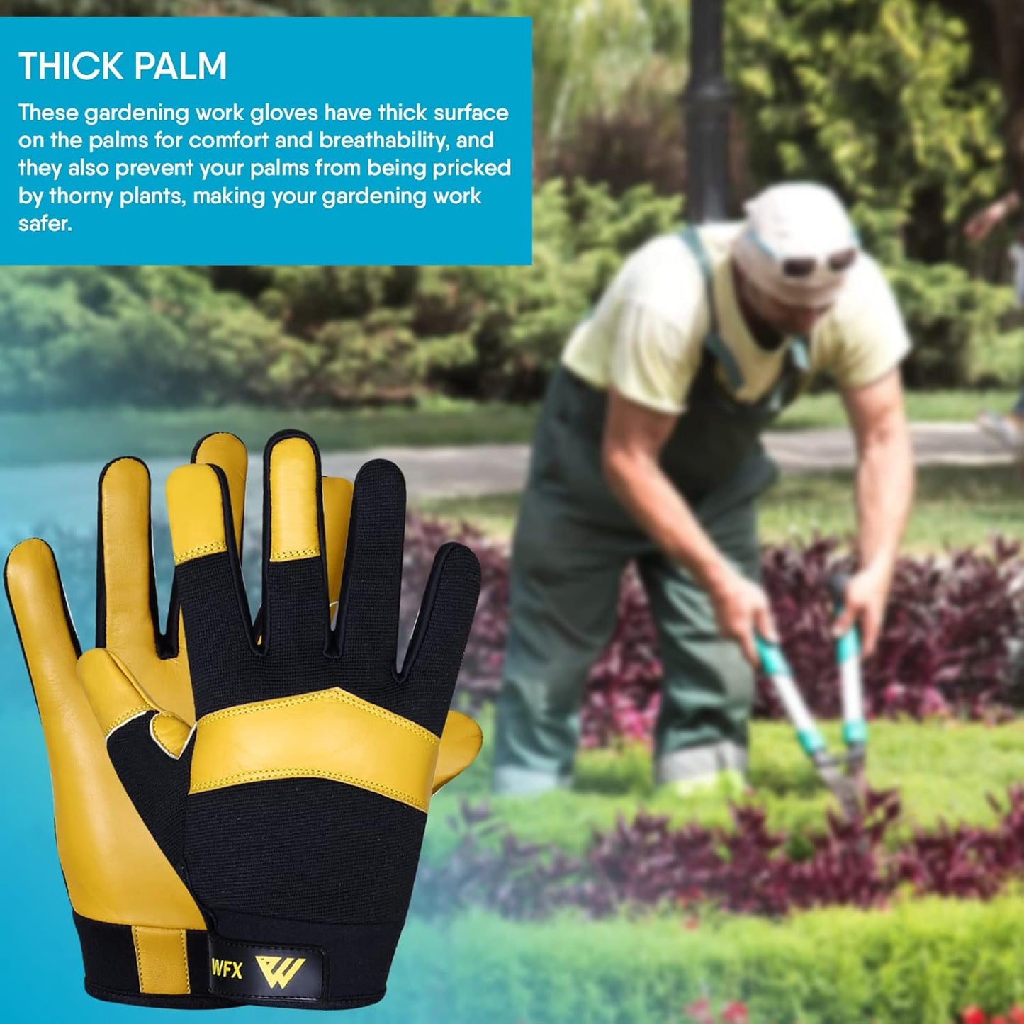 WFX Heavy-Duty Thorn-Resistant Leather Gardening Gloves Breathable Flexi Fit