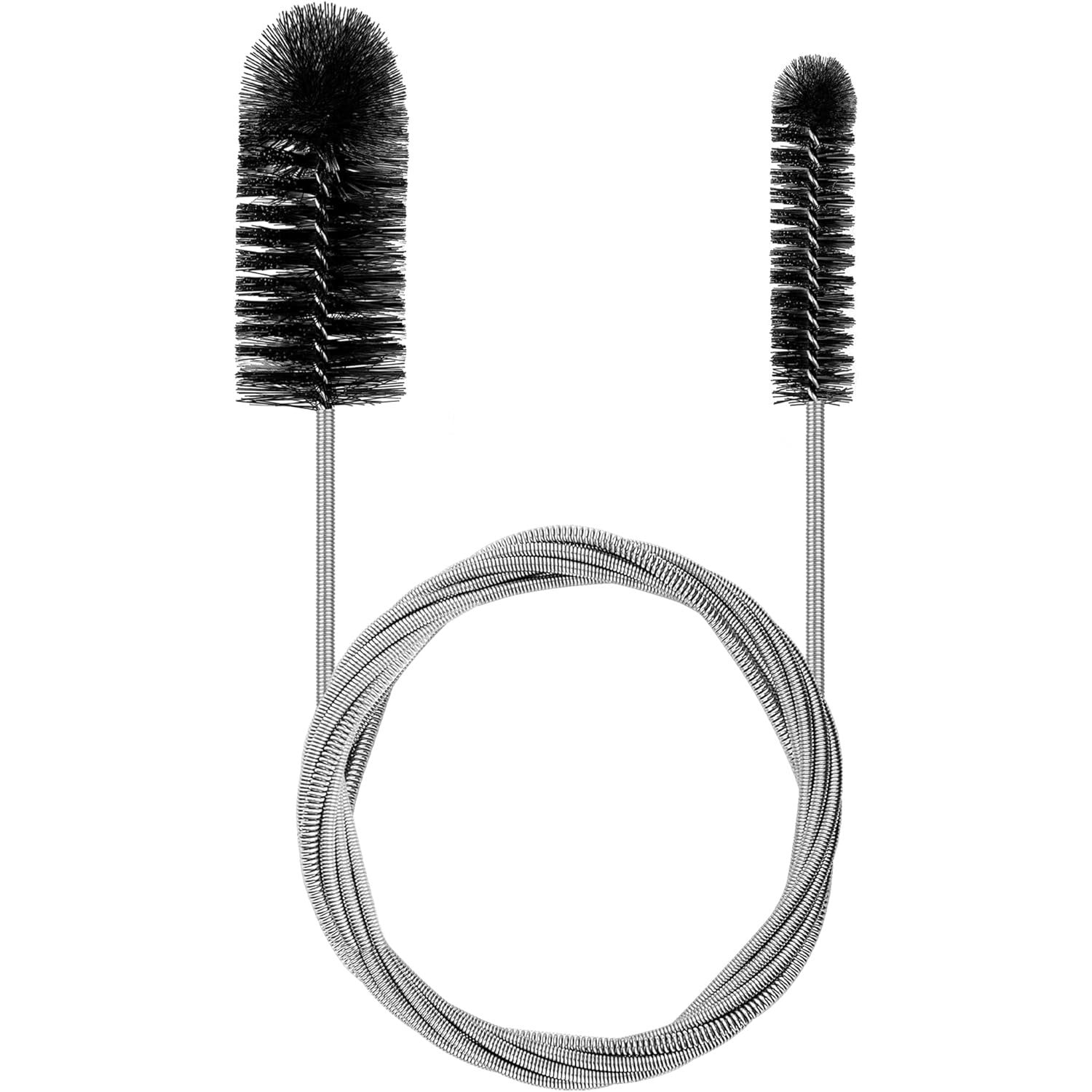 Pipe Cleaner Brush 80 inch Shower Drain Unblocker Tools Sink Drain Cleaners and Unblockers Plughole Unblocker Bathroom Pipe Unblocker Plug Hole Brush Drain Cleaning Tool (Two Heads Black)