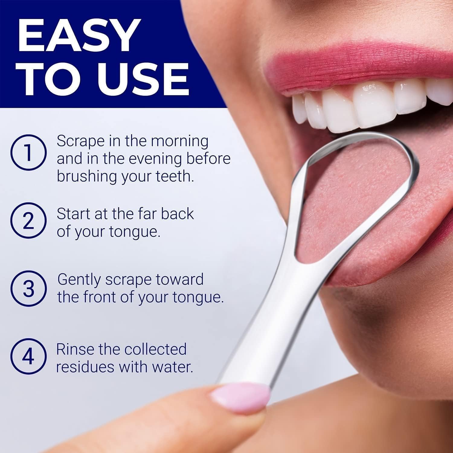 ORAVIX Stainless Steel Tongue Scraper 2-Pack for Fresh Breath