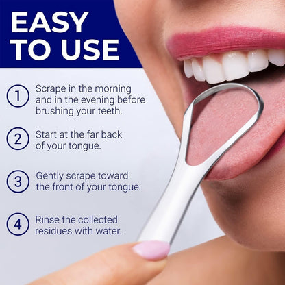 ORAVIX Stainless Steel Tongue Scraper 2-Pack for Fresh Breath