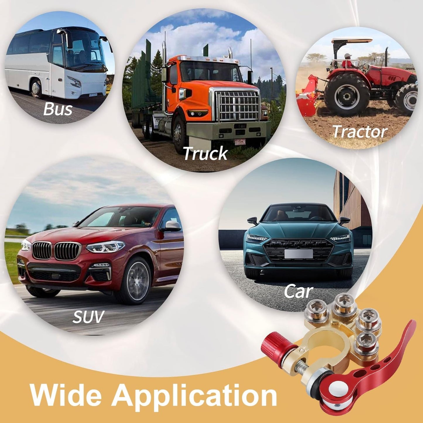 SINGARO 4-Way Quick Release Car Battery Terminal Connectors SAE/JIS A Type Gold-A