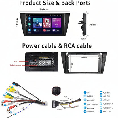 Camecho Android 10 Double Din Car Stereo for BMW E90/E92/E93