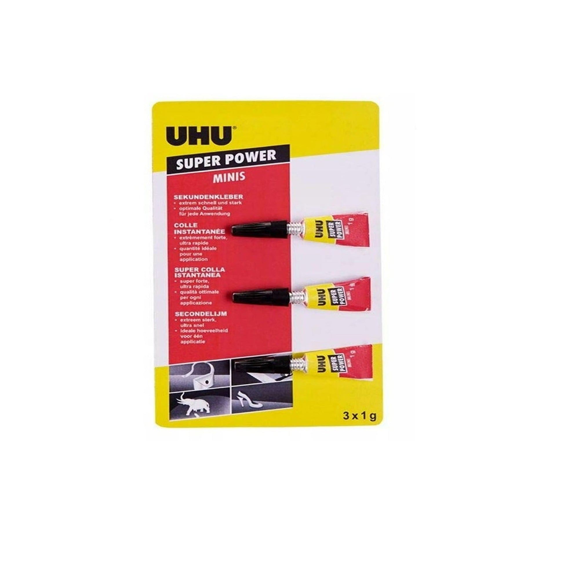 Uhu Super Strong Mini Universal Glue 3-Pack 1 g Tubes