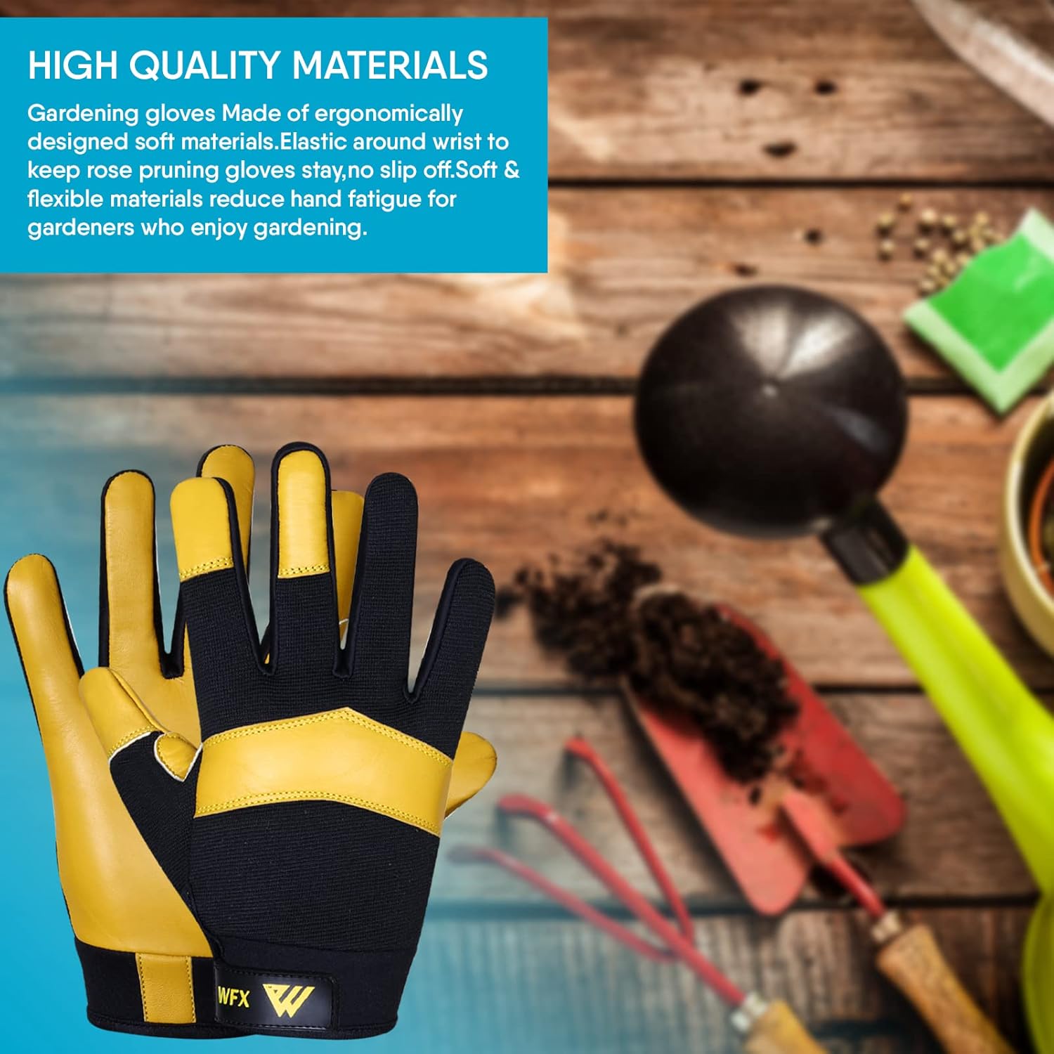 WFX Heavy-Duty Thorn-Resistant Leather Gardening Gloves Breathable Flexi Fit